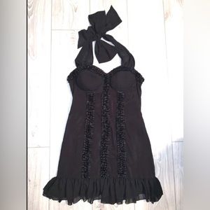 Black Bustier Ruffle Dress